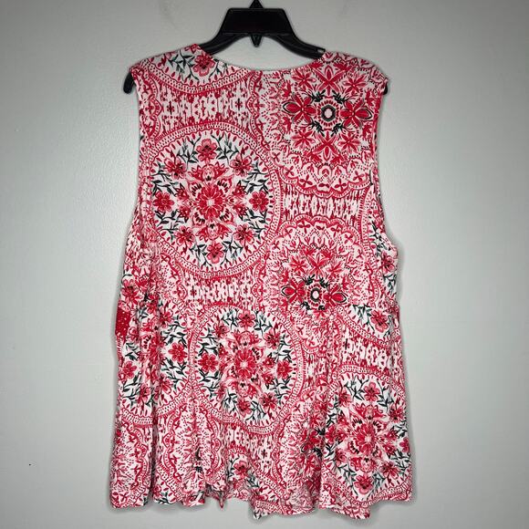 NWT Torrid Crinkle Gauze Crochet Inset Lace Up Sleeveless Top 3X Boho Cottage - Picture 9 of 12